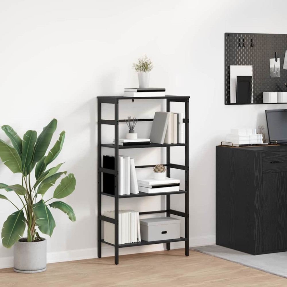Produktbild för Hyllsystem Svart Ek 60 x 29,5 x 115 cm Konstruerat trä