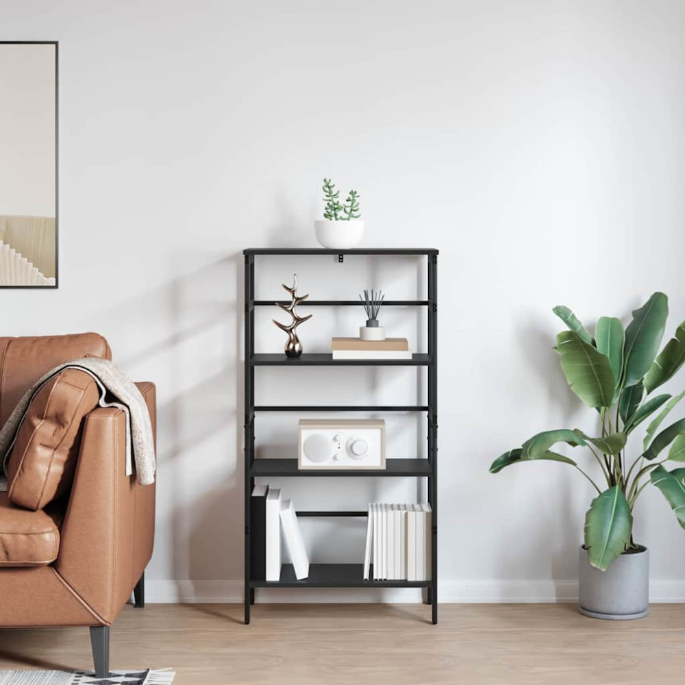 Produktbild för Hyllsystem Svart Ek 60 x 29,5 x 115 cm Konstruerat trä