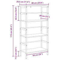 Produktbild för Hyllsystem Gammalt trä 60 x 29,5 x 115 cm Konstruerat trä