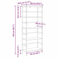 Produktbild för Hyllsystem Gammalt trä 60 x 29,5 x 149 cm Konstruerat trä