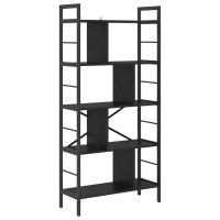 Produktbild för Hyllsystem Svart Ek 75 x 30 x 156 cm Konstruerat trä