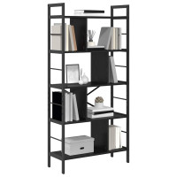 Produktbild för Hyllsystem Svart Ek 75 x 30 x 156 cm Konstruerat trä