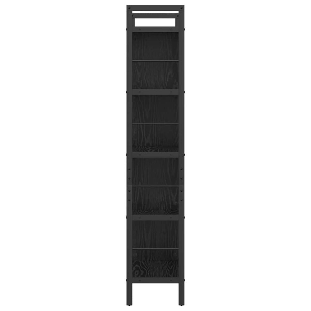 Produktbild för Hyllsystem Svart Ek 75 x 30 x 156 cm Konstruerat trä