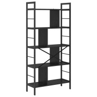 Produktbild för Hyllsystem Svart Ek 75 x 30 x 156 cm Konstruerat trä