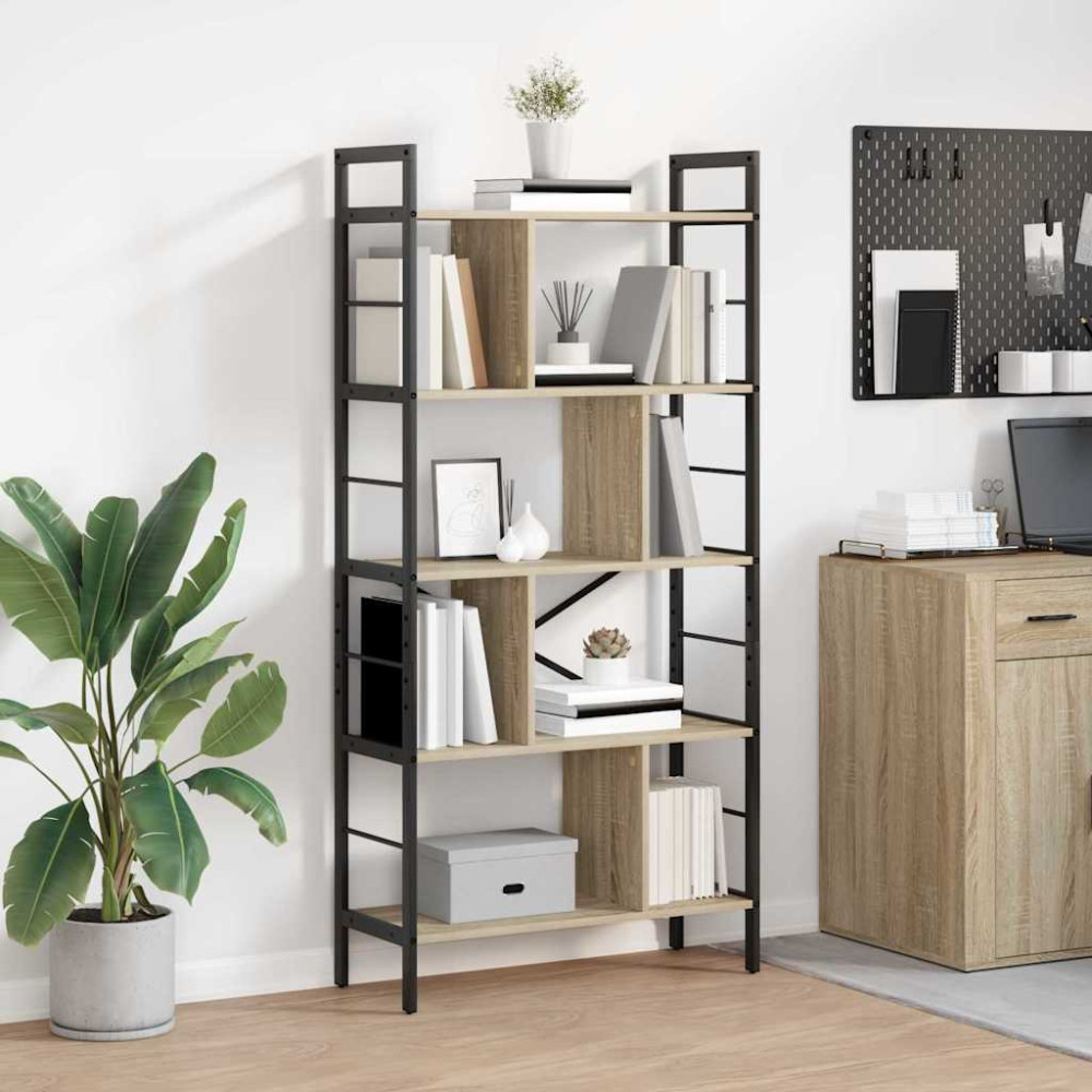 Produktbild för Hyllsystem Sonoma-ek 75 x 30 x 156 cm Konstruerat trä