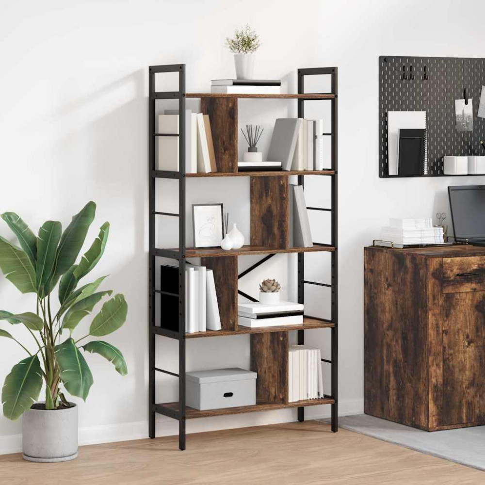 Produktbild för Hyllsystem Rökt ek 75 x 30 x 156 cm Konstruerat trä