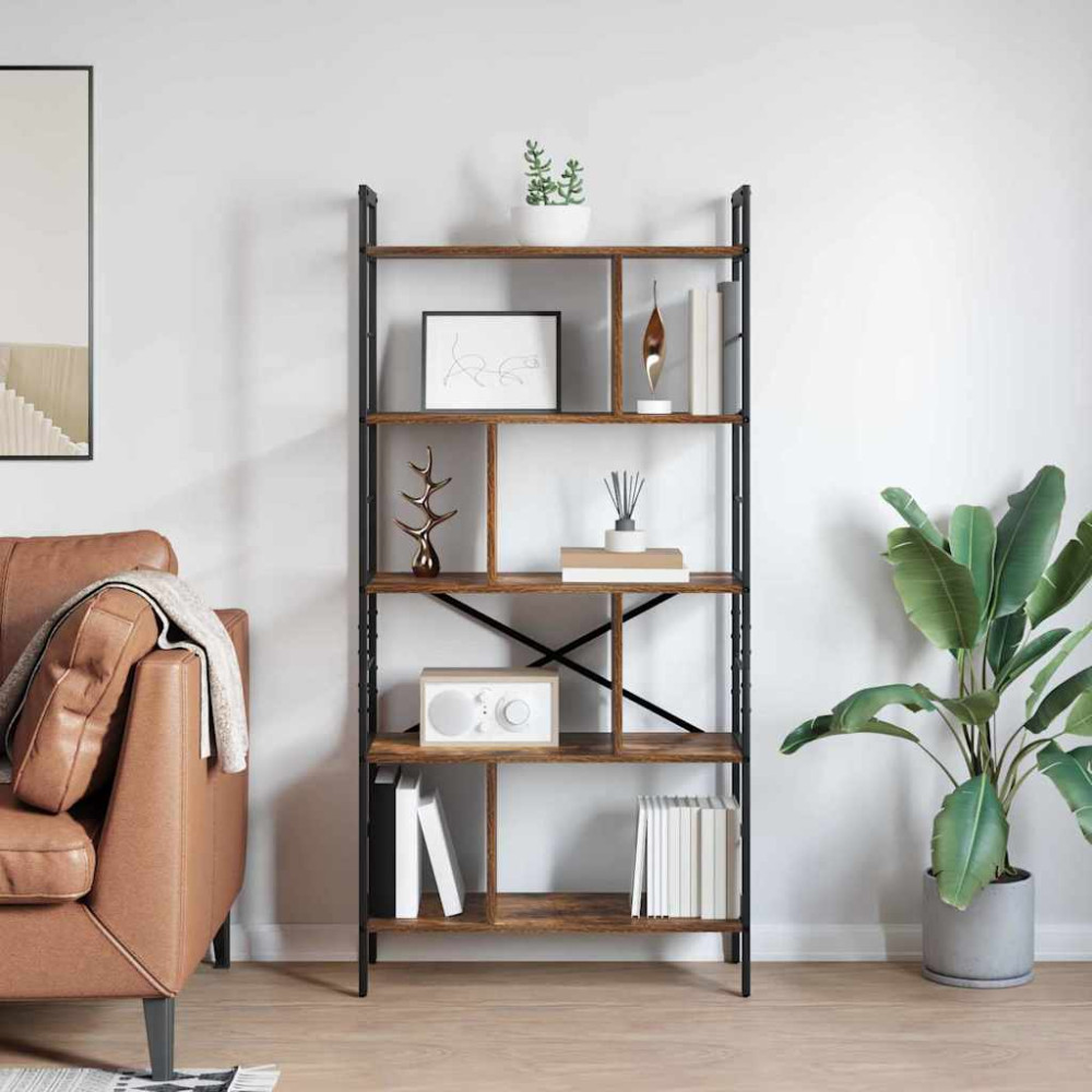 Produktbild för Hyllsystem Rökt ek 75 x 30 x 156 cm Konstruerat trä