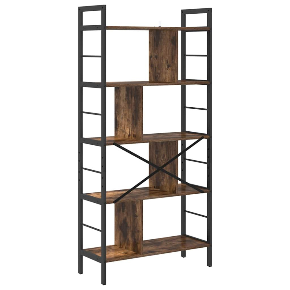 Produktbild för Hyllsystem Rökt ek 75 x 30 x 156 cm Konstruerat trä