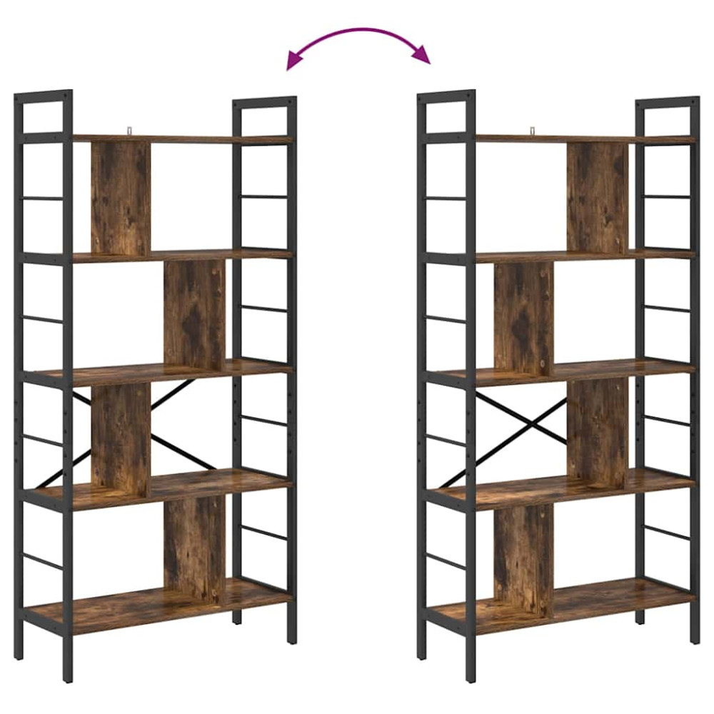 Produktbild för Hyllsystem Rökt ek 75 x 30 x 156 cm Konstruerat trä