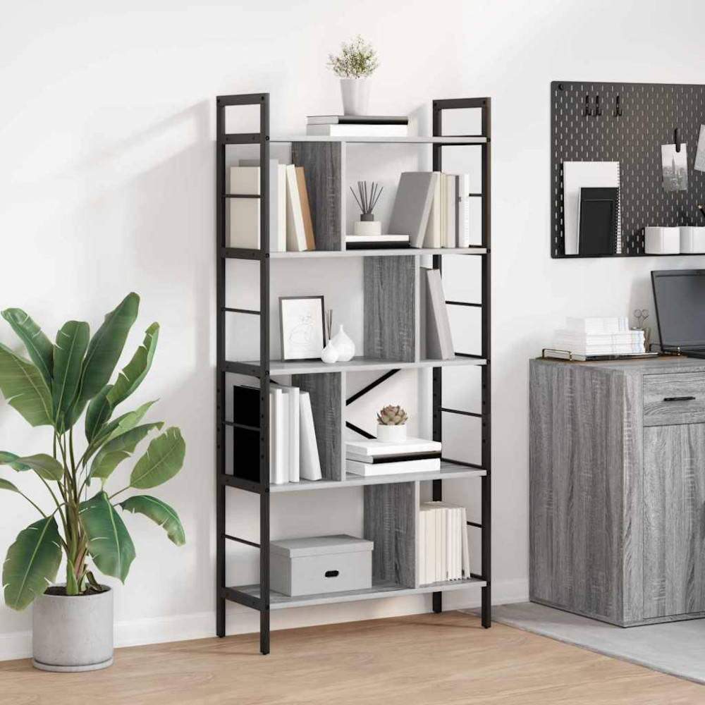 Produktbild för Hyllsystem Grå Sonoma 75 x 30 x 156 cm Konstruerat trä