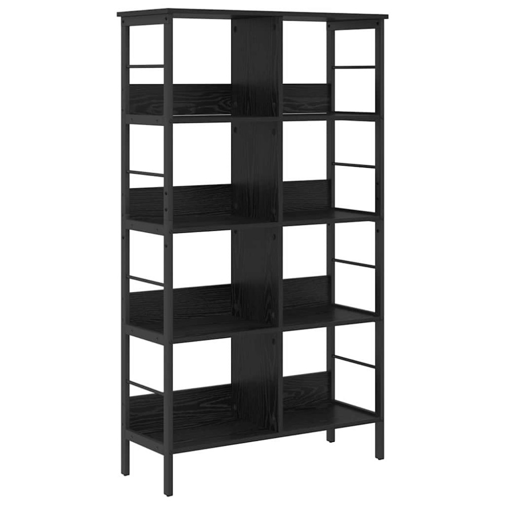 Produktbild för Hyllsystem Svart Ek 82 x 32 x 144,5 cm Konstruerat trä