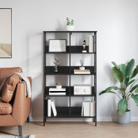 Produktbild för Hyllsystem Svart Ek 82 x 32 x 144,5 cm Konstruerat trä