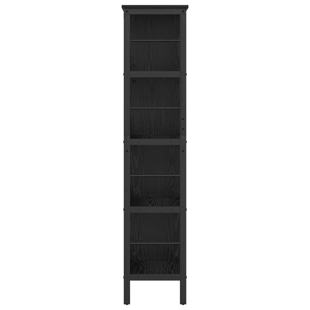 Produktbild för Hyllsystem Svart Ek 82 x 32 x 144,5 cm Konstruerat trä