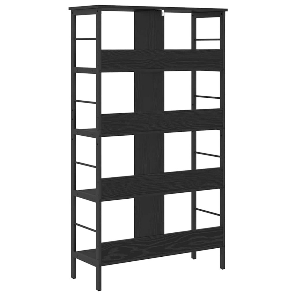 Produktbild för Hyllsystem Svart Ek 82 x 32 x 144,5 cm Konstruerat trä