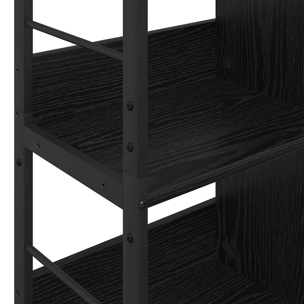 Produktbild för Hyllsystem Svart Ek 82 x 32 x 144,5 cm Konstruerat trä