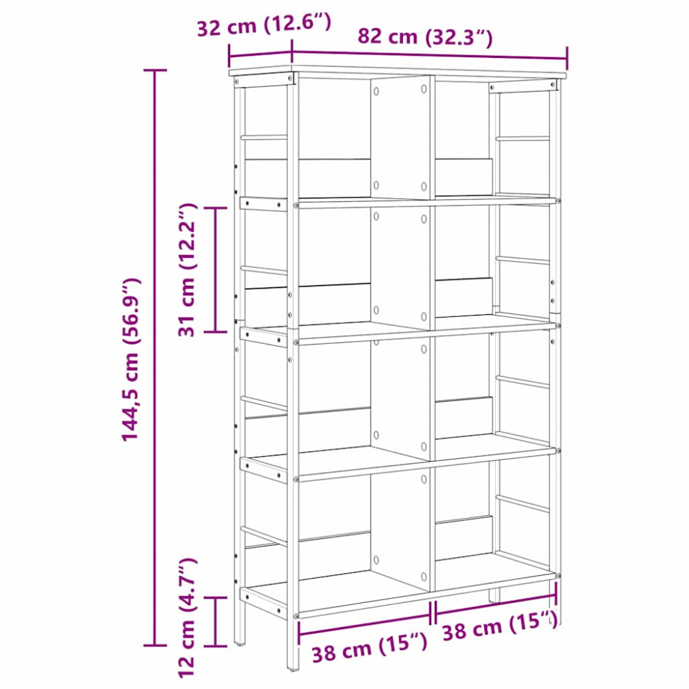 Produktbild för Hyllsystem Sonoma-ek 82 x 32 x 144,5 cm Konstruerat trä