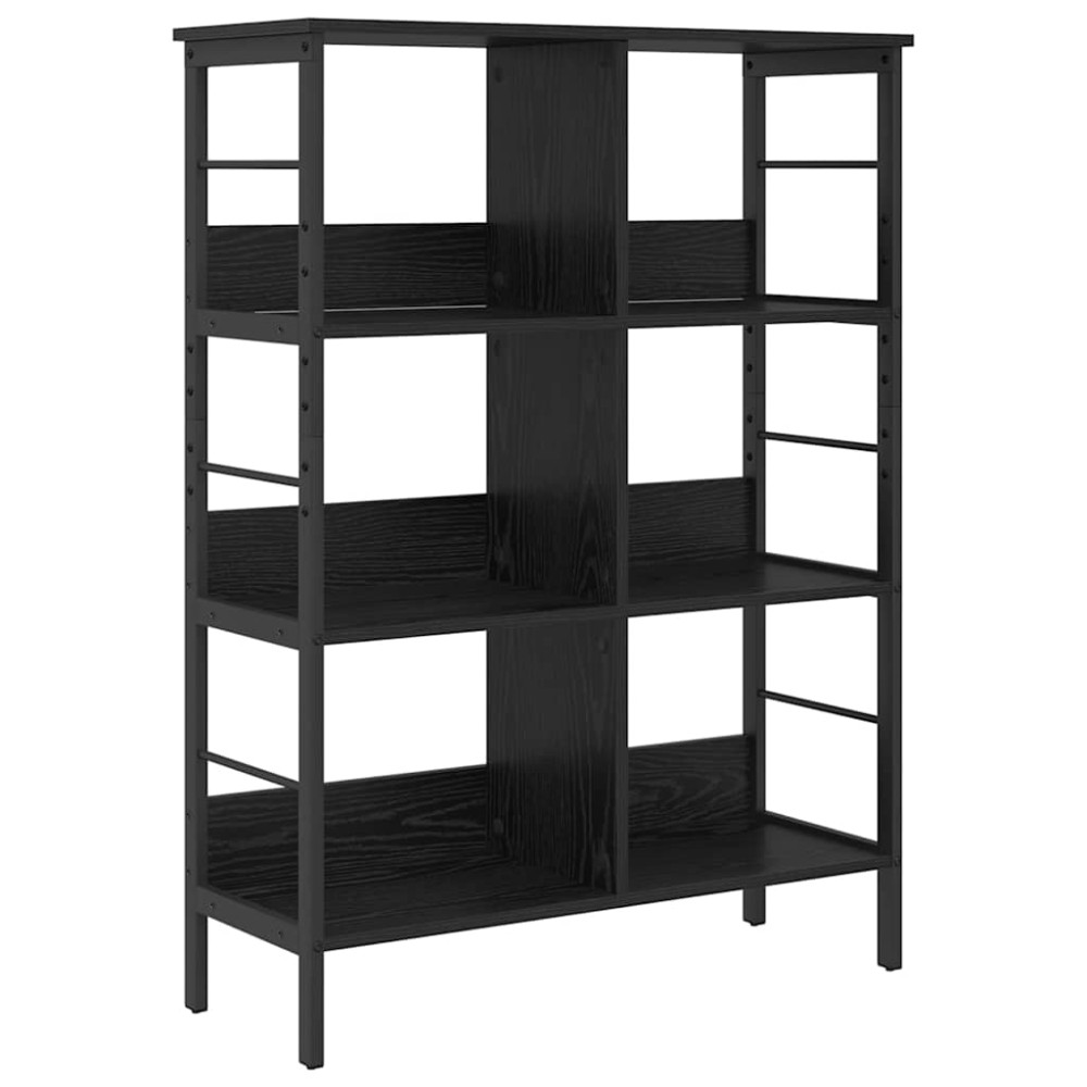 Produktbild för Hyllsystem Svart Ek 82 x 32 x 112 cm Konstruerat trä