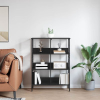 Produktbild för Hyllsystem Svart Ek 82 x 32 x 112 cm Konstruerat trä