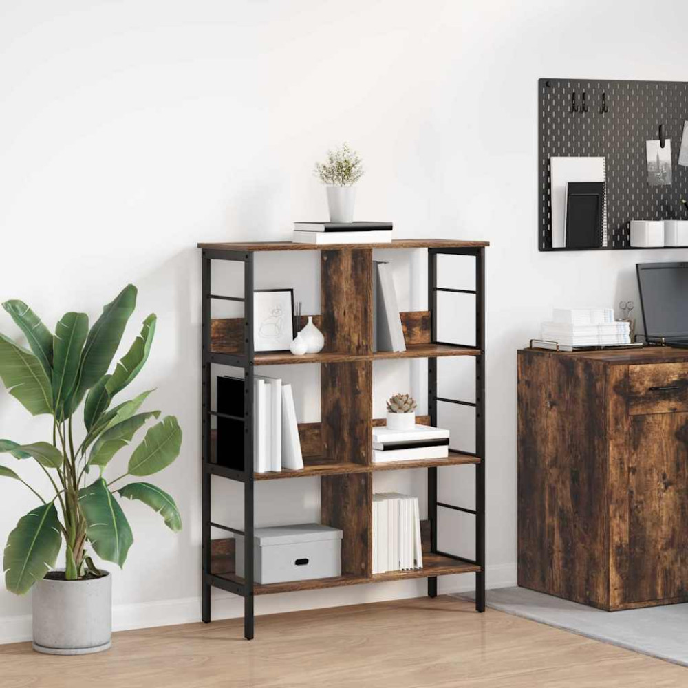 Produktbild för Hyllsystem Rökt ek 82 x 32 x 112 cm Konstruerat trä