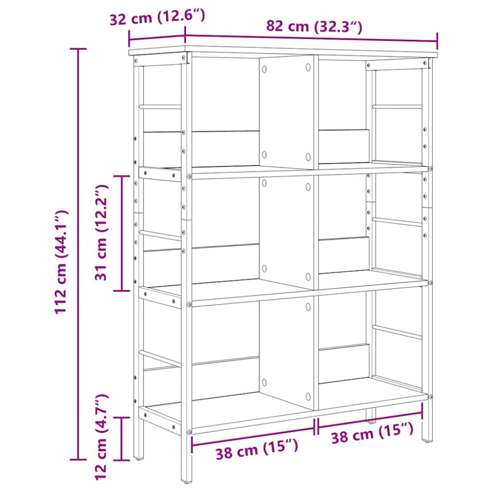 Produktbild för Hyllsystem Grå Sonoma 82 x 32 x 112 cm Konstruerat trä