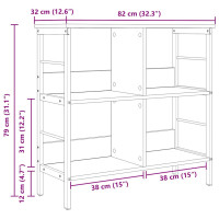 Produktbild för Hyllsystem Svart Ek 82 x 32 x 79 cm Konstruerat trä