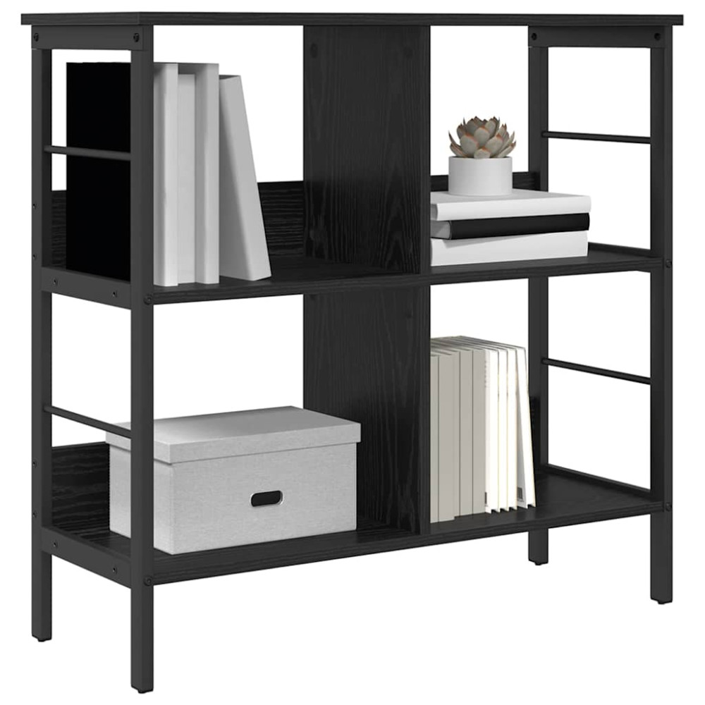Produktbild för Hyllsystem Svart Ek 82 x 32 x 79 cm Konstruerat trä