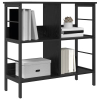 Produktbild för Hyllsystem Svart Ek 82 x 32 x 79 cm Konstruerat trä