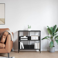 Produktbild för Hyllsystem Svart Ek 82 x 32 x 79 cm Konstruerat trä