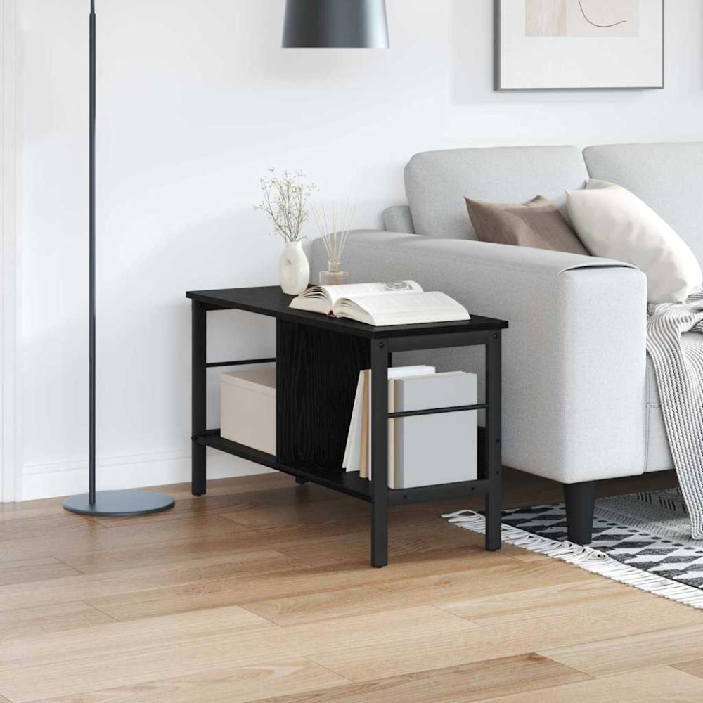 Produktbild för Hyllsystem Svart Ek 82 x 32 x 47 cm Konstruerat trä