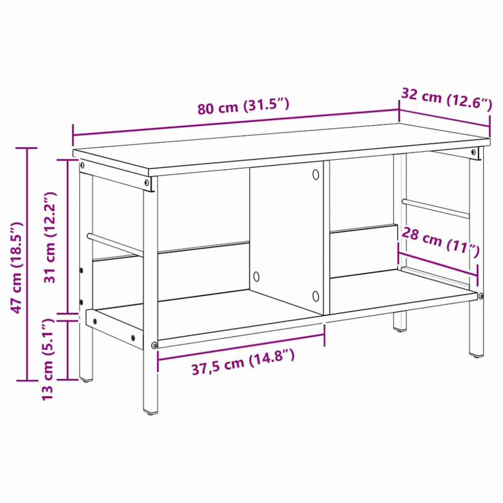 Produktbild för Hyllsystem Sonoma-ek 82 x 32 x 47 cm Konstruerat trä