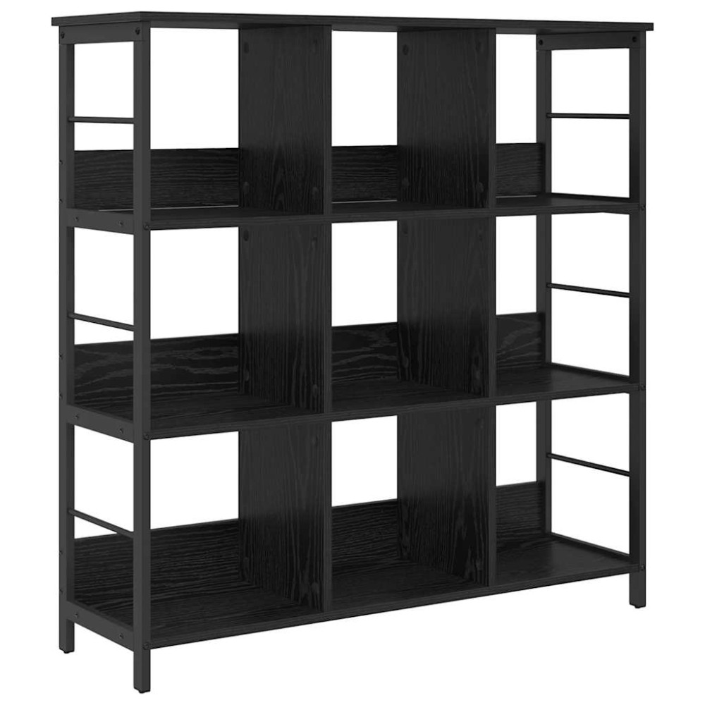 Produktbild för Hyllsystem Svart Ek 102 x 32 x 104,5 cm Konstruerat trä
