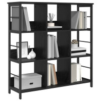 Produktbild för Hyllsystem Svart Ek 102 x 32 x 104,5 cm Konstruerat trä