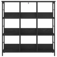 Produktbild för Hyllsystem Svart Ek 102 x 32 x 104,5 cm Konstruerat trä