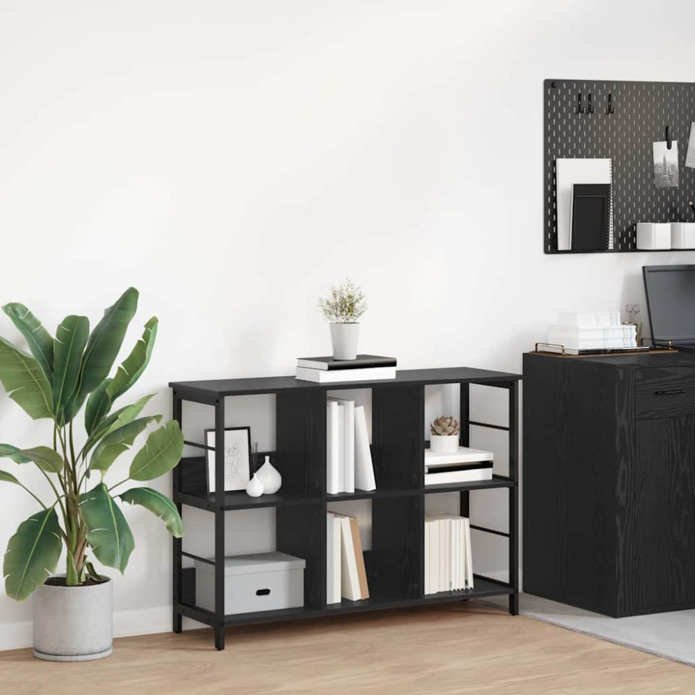 Produktbild för Hyllsystem Svart Ek 102 x 32 x 72,5 cm Konstruerat trä