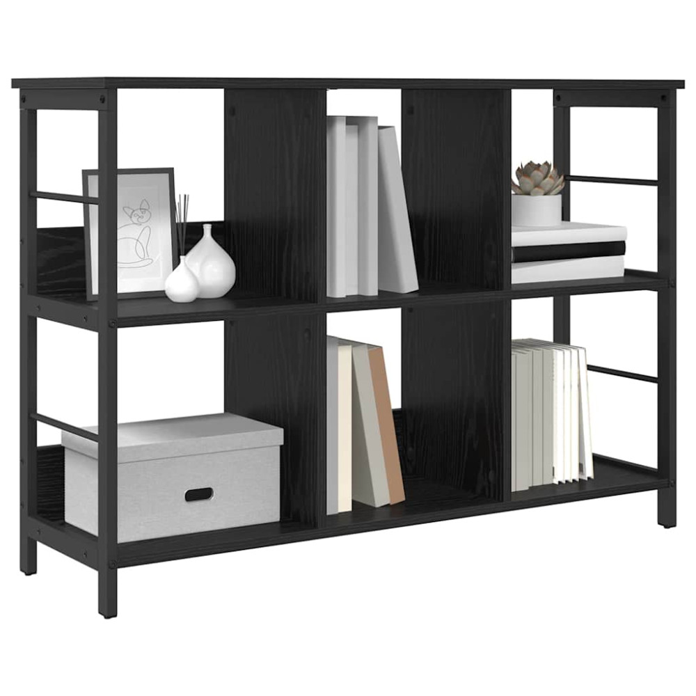 Produktbild för Hyllsystem Svart Ek 102 x 32 x 72,5 cm Konstruerat trä