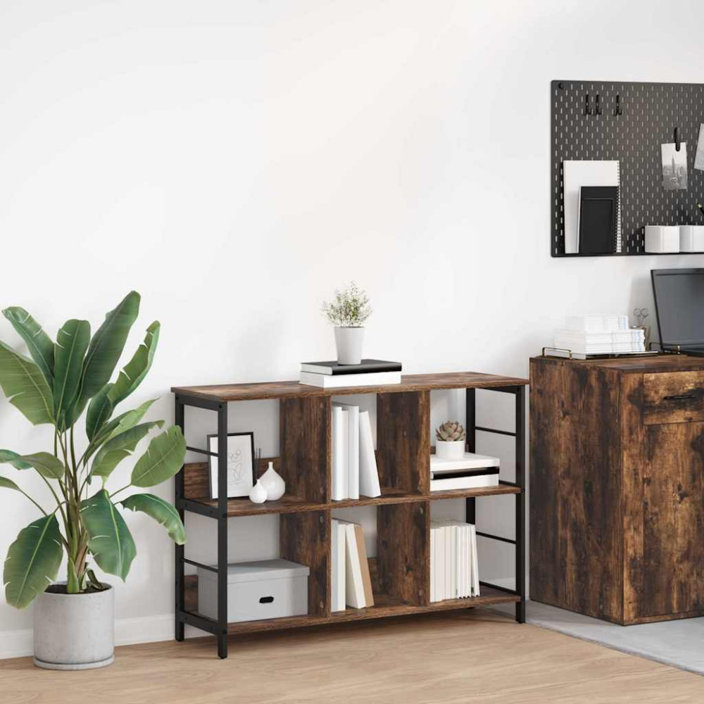 Produktbild för Hyllsystem Rökt ek 102 x 32 x 72,5 cm Konstruerat trä