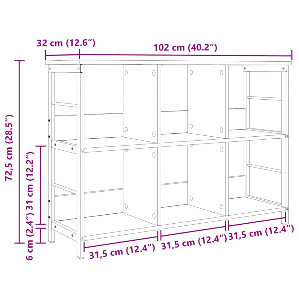 Produktbild för Hyllsystem Rökt ek 102 x 32 x 72,5 cm Konstruerat trä