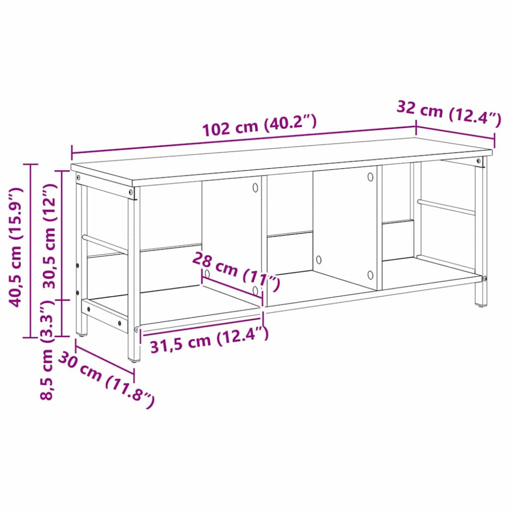 Produktbild för Hyllsystem Svart Ek 102 x 32 x 40,5 cm Konstruerat trä