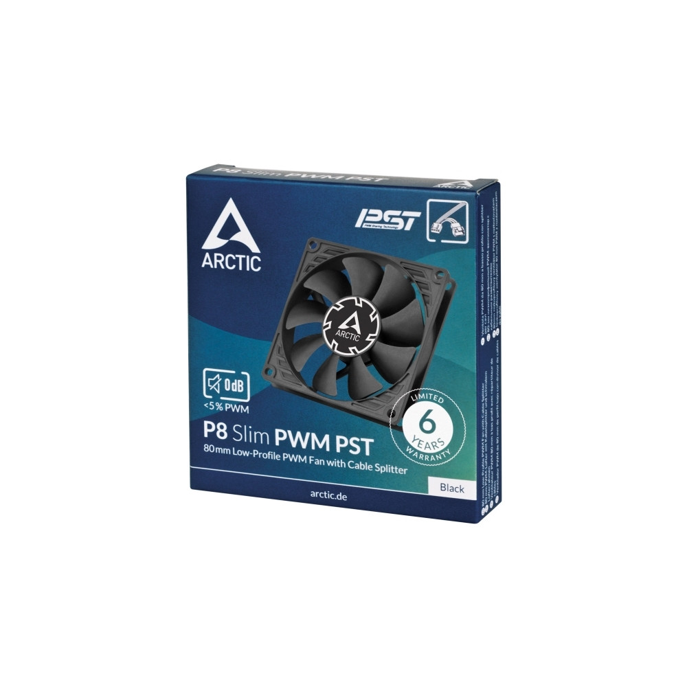 Produktbild för ARCTIC P8 Slim PWM PST - lådfläkt - låg profil, med kabelsplitter