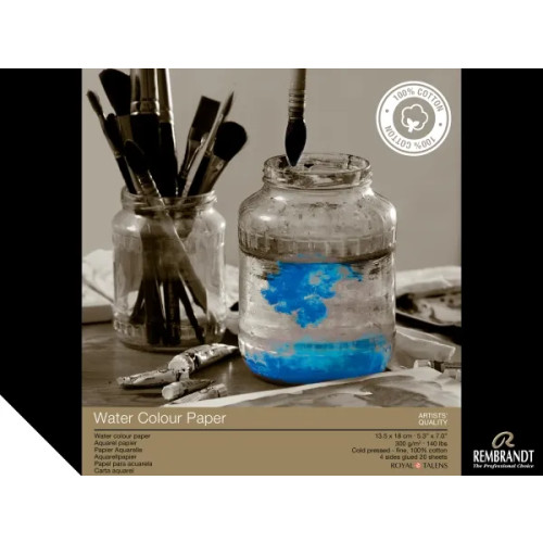 REMBRANDT Rembrandt akvarellpapper (100% bomull) 13,5 x 18 cm 300 g 20...