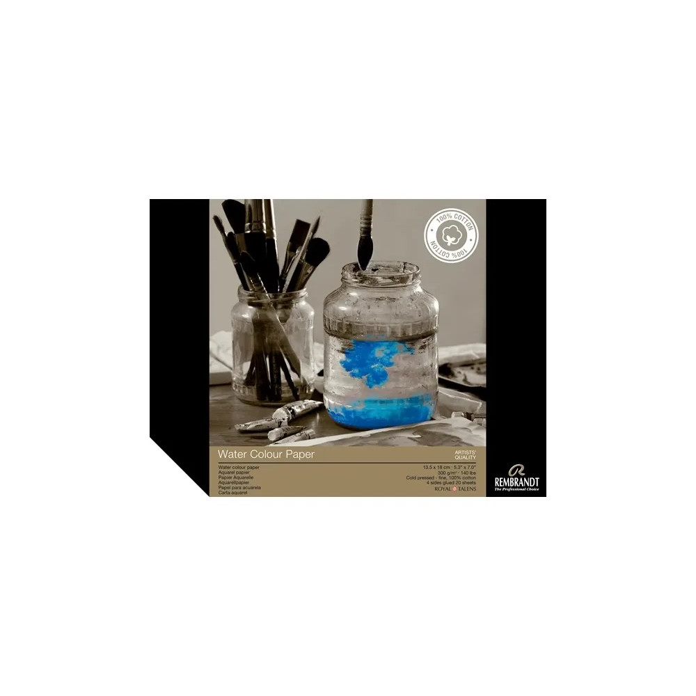 Produktbild för Rembrandt Watercolour paper (100% cotton) | 13.5 x 18 cm, 30...