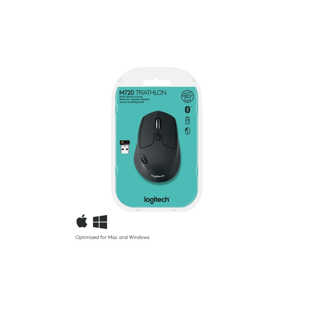 Produktbild för Logitech M720 Triathlon - mus - Bluetooth, 2.4 GHz