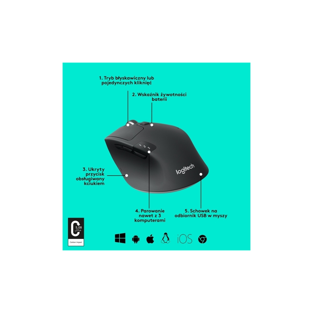 Produktbild för Logitech M720 Triathlon - mus - Bluetooth, 2.4 GHz