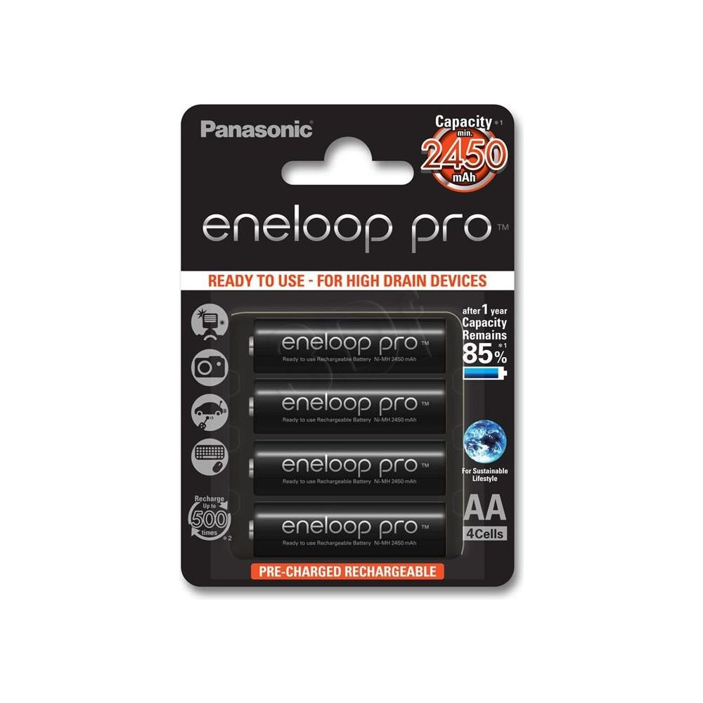 Produktbild för Panasonic eneloop pro BK-3HCDE batteri - 4 x AA-typ - NiMH