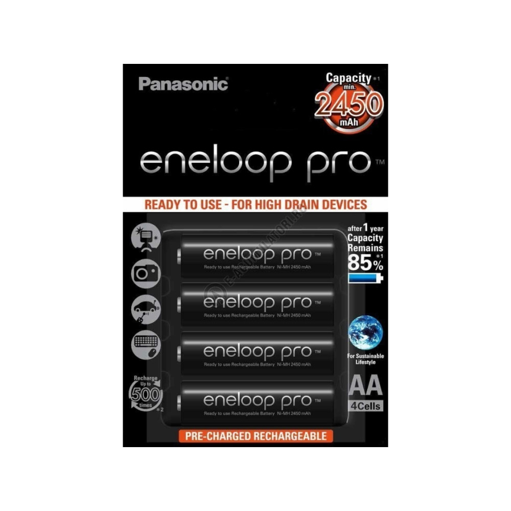 Produktbild för Panasonic eneloop pro BK-3HCDE batteri - 4 x AA-typ - NiMH