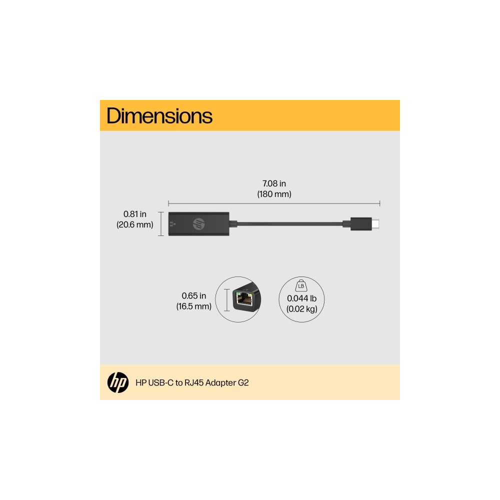 Produktbild för HP USB-C to RJ45 Adapter G2 - nätverksadapter - USB-C - Gigabit Ethernet x 1