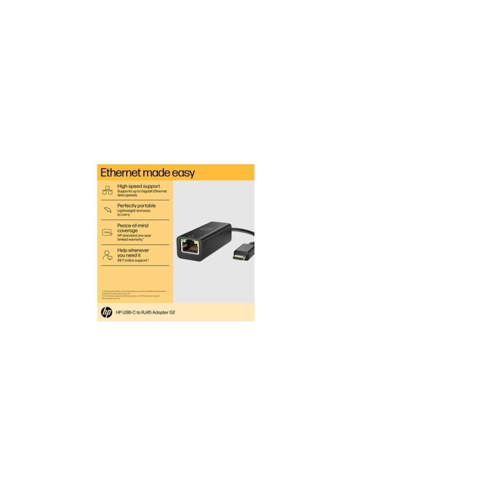 Produktbild för HP USB-C to RJ45 Adapter G2 - nätverksadapter - USB-C - Gigabit Ethernet x 1