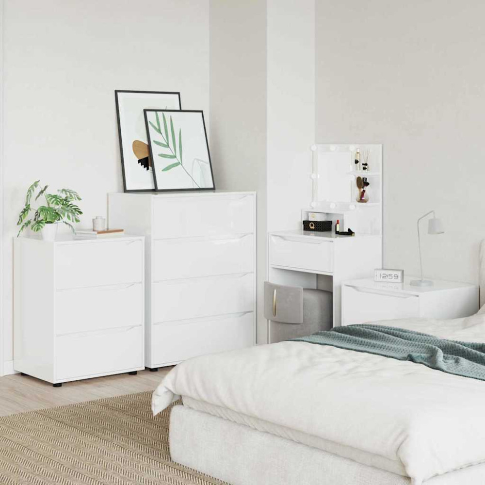 Produktbild för Förvaringsskåp Högblanka vita 80 x 48 x 105 cm Konstruerat trä