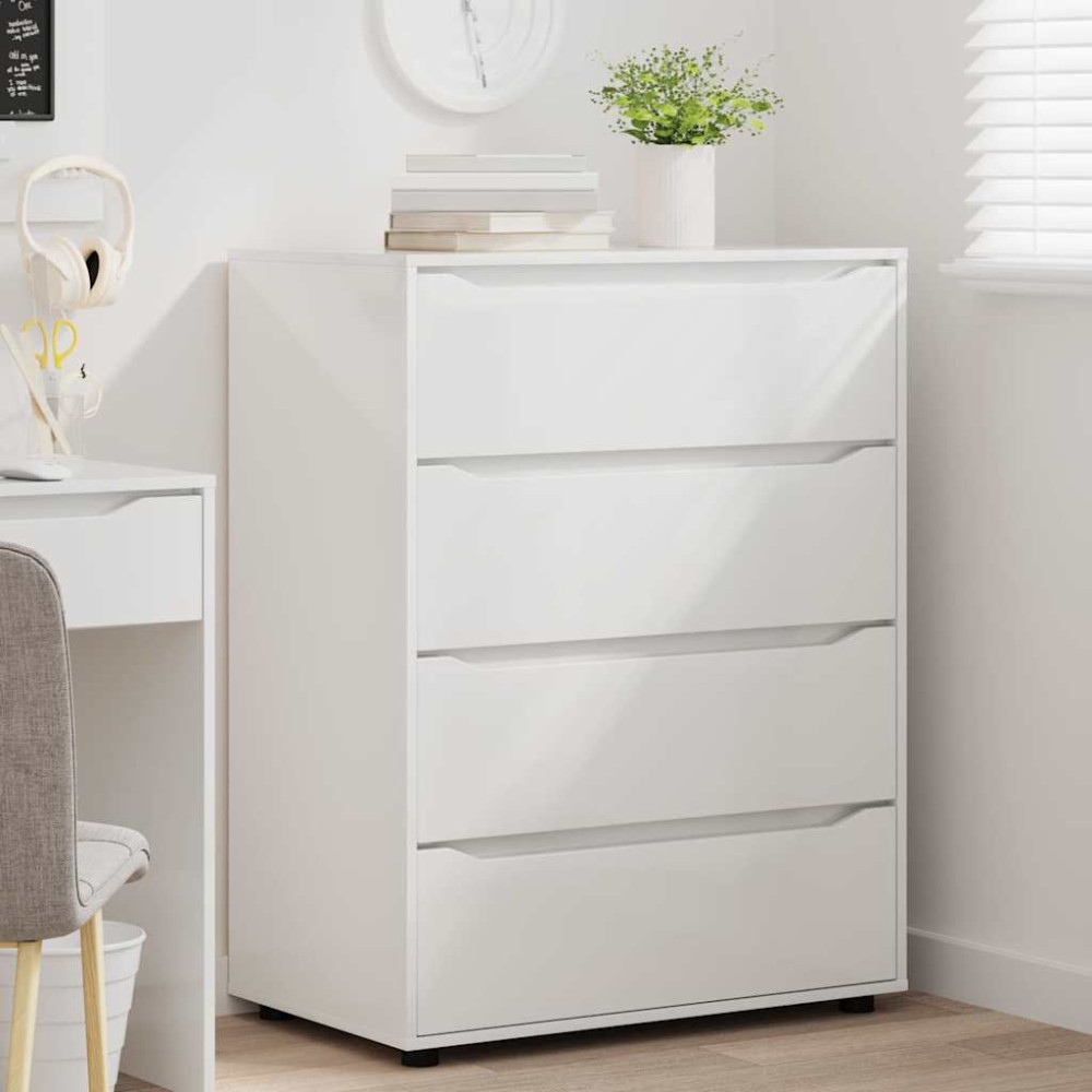 Produktbild för Förvaringsskåp Högblanka vita 80 x 48 x 105 cm Konstruerat trä