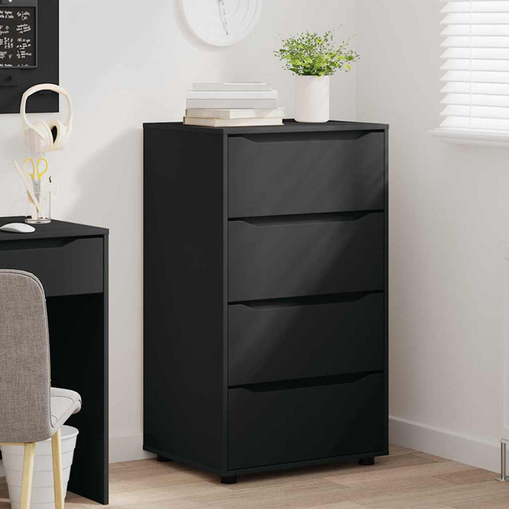 Produktbild för Förvaringsskåp Svart 60 x 48 x 105 cm Konstruerat trä